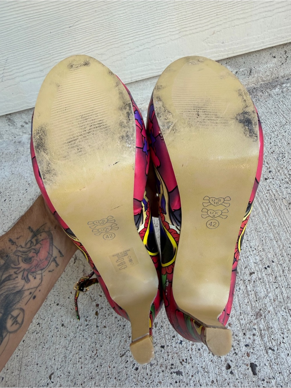 Iron Fist Sugar Skull Sweet Tooth Platform Heels Women 10 Goth Y2K - Picture 6 of 10